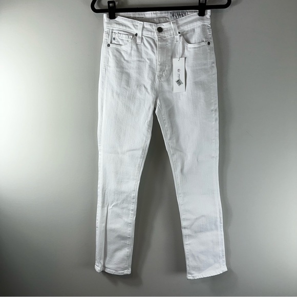 Ag Adriano Goldschmied Denim - AG Adriano Goldschmied Mari Crop High Rise Slim Straight White Jeans Size 24